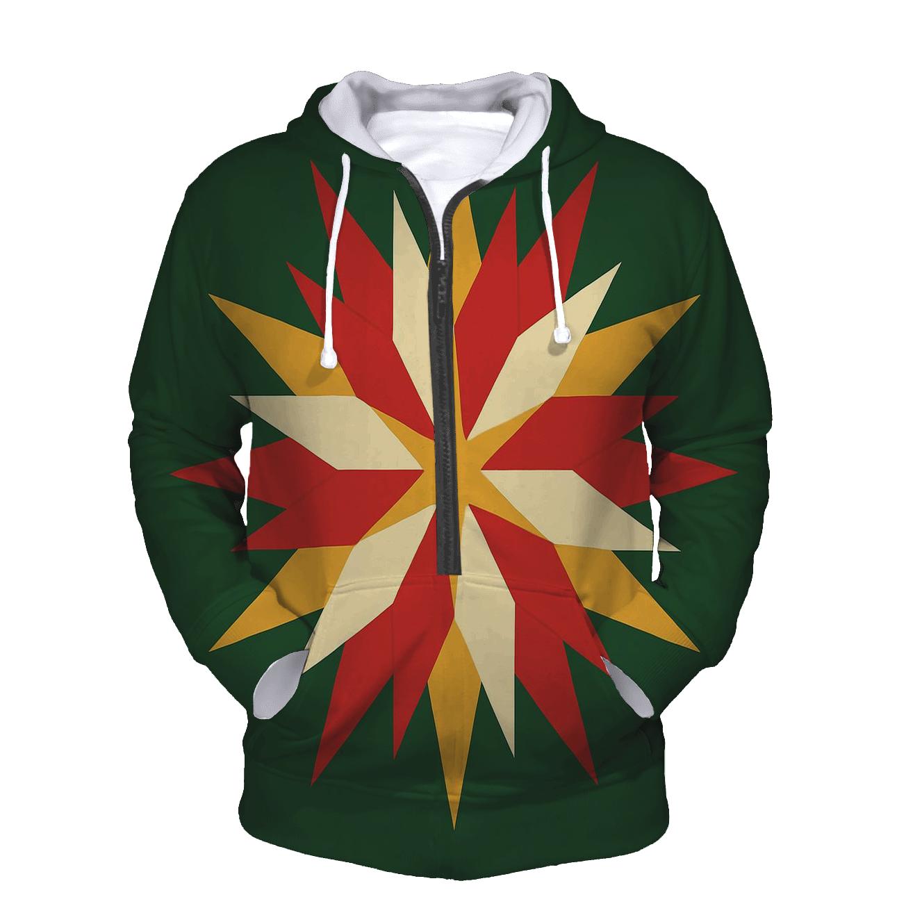 Geometric Starburst embroidered hoodies
