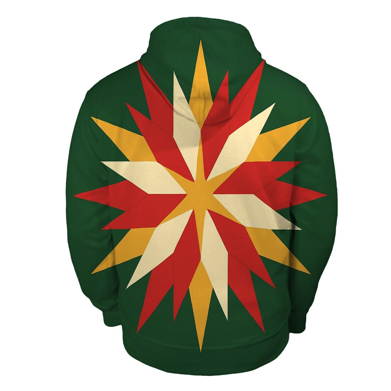 Geometric Starburst embroidered hoodies