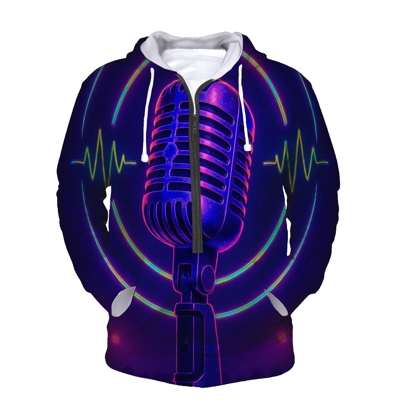 Microphone Neon Halo hoodie designs