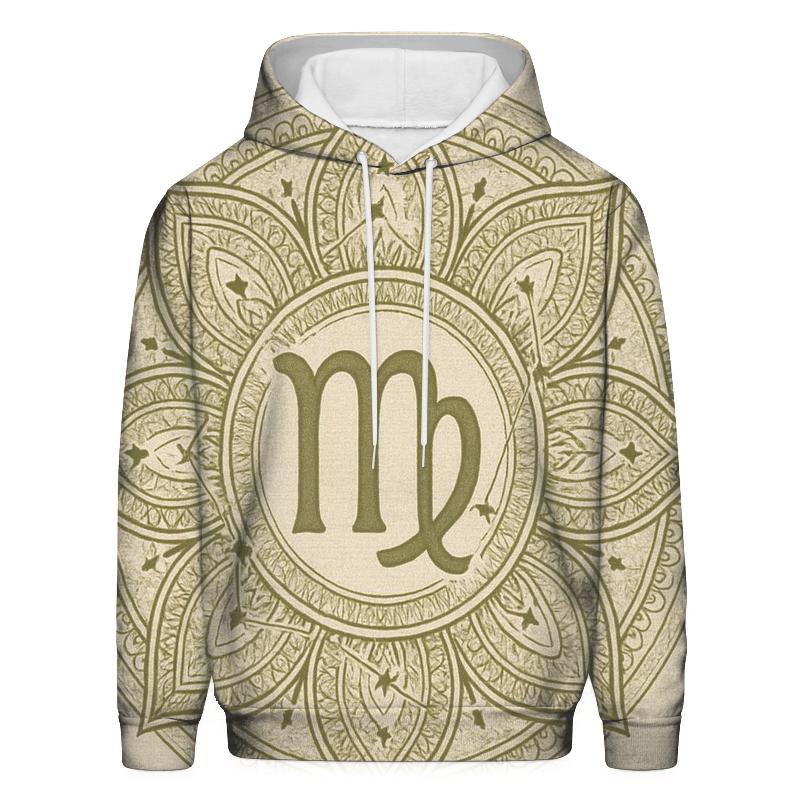 Virgo Earth Mandala Pattern printed hoodies