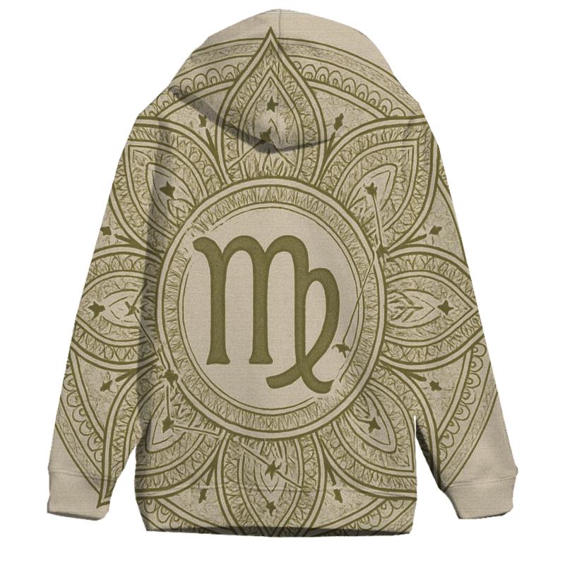 Virgo Earth Mandala Pattern printed hoodies