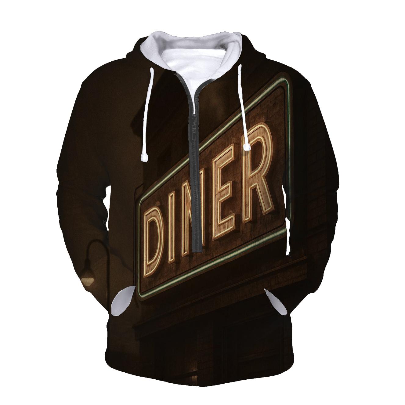 Sepia Diner Neon Sign hoodie styles