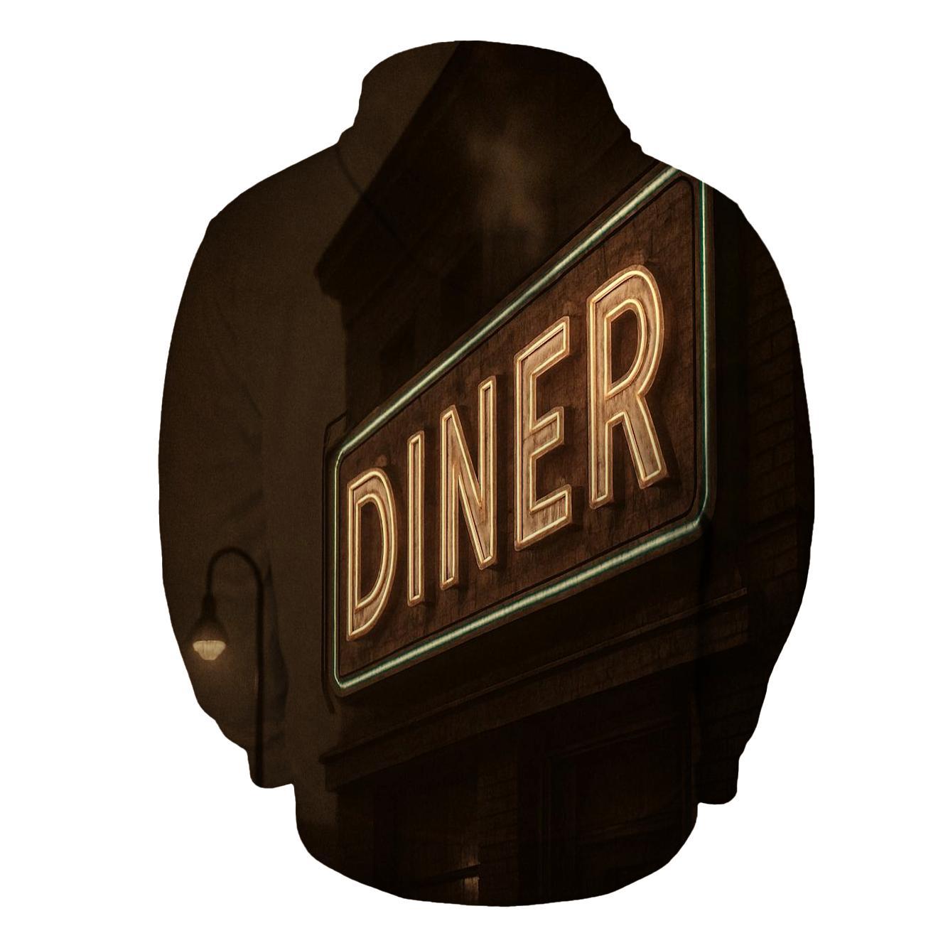 Sepia Diner Neon Sign hoodie styles