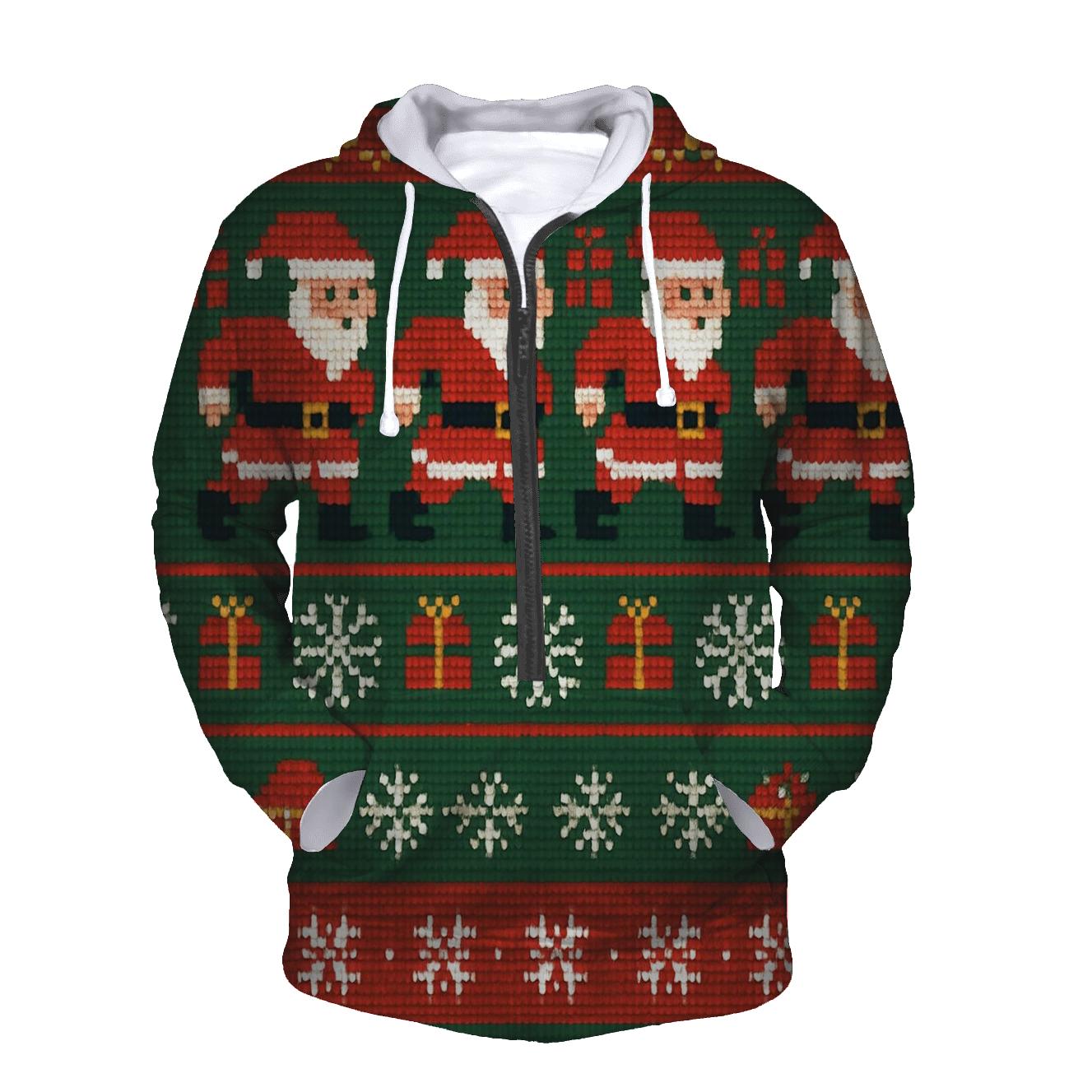 Pixel Santa Parade Design lightweight hoodies