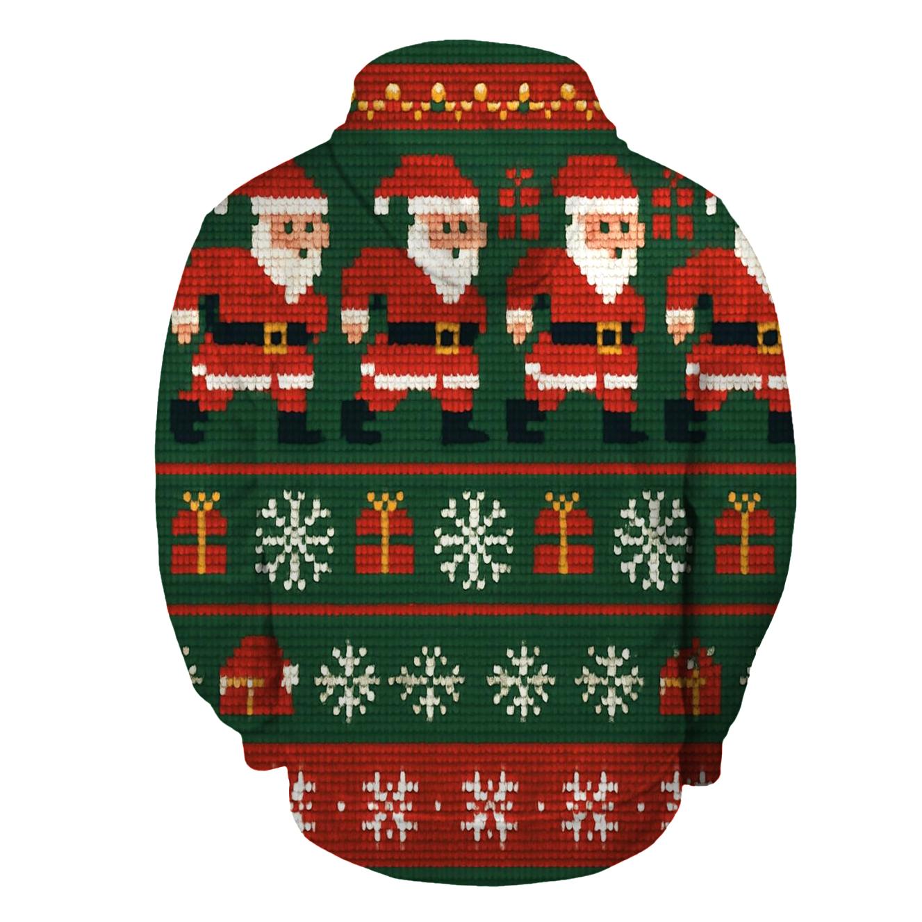Pixel Santa Parade Design lightweight hoodies