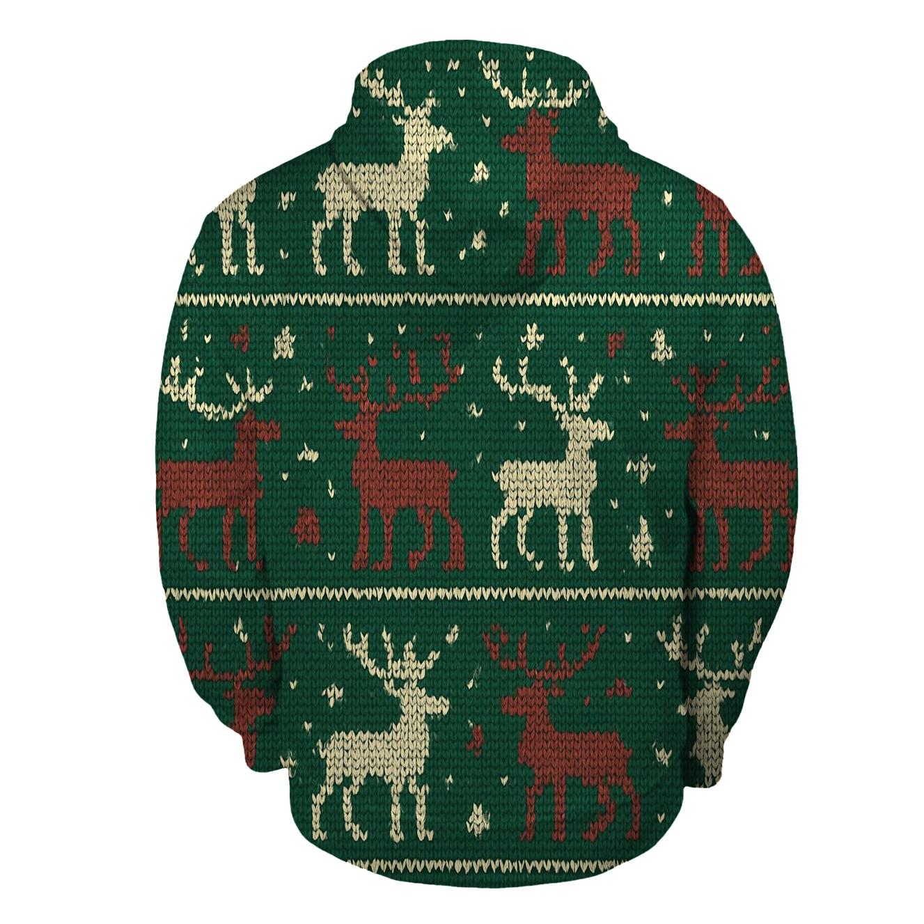 Reindeer Sweater Stripe Design premium hoodies