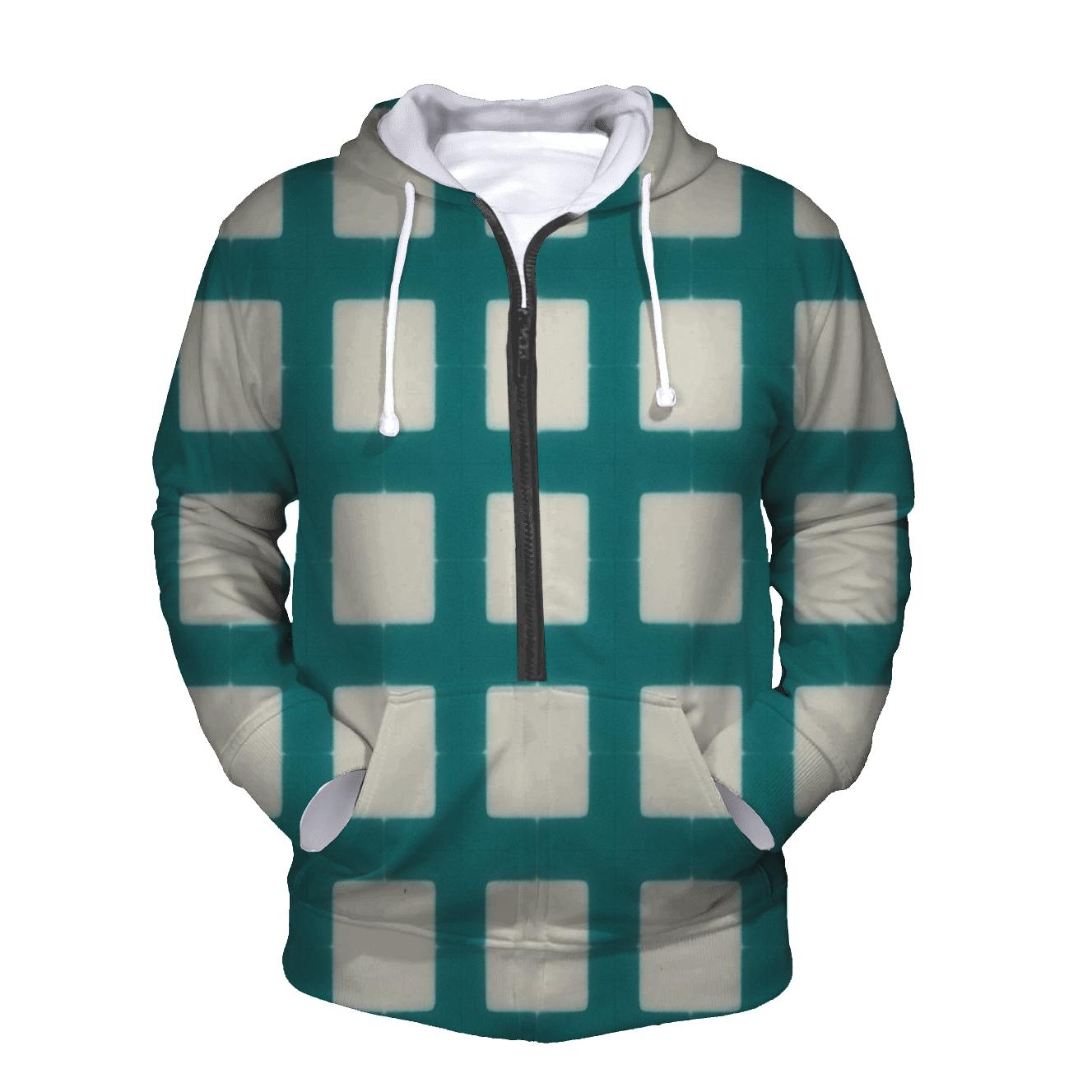 Itajime Teal Grid heavyweight hoodies