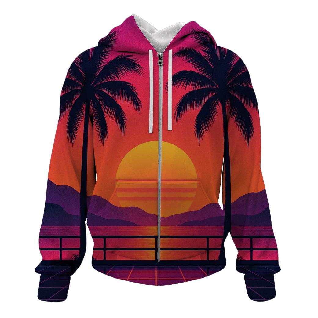 Retro Wave Palm Horizon hoodies fashion