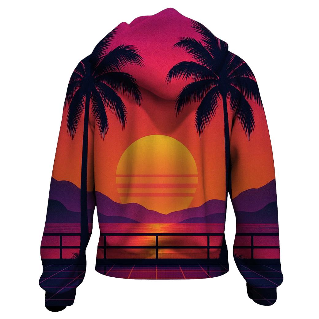 Retro Wave Palm Horizon hoodies fashion