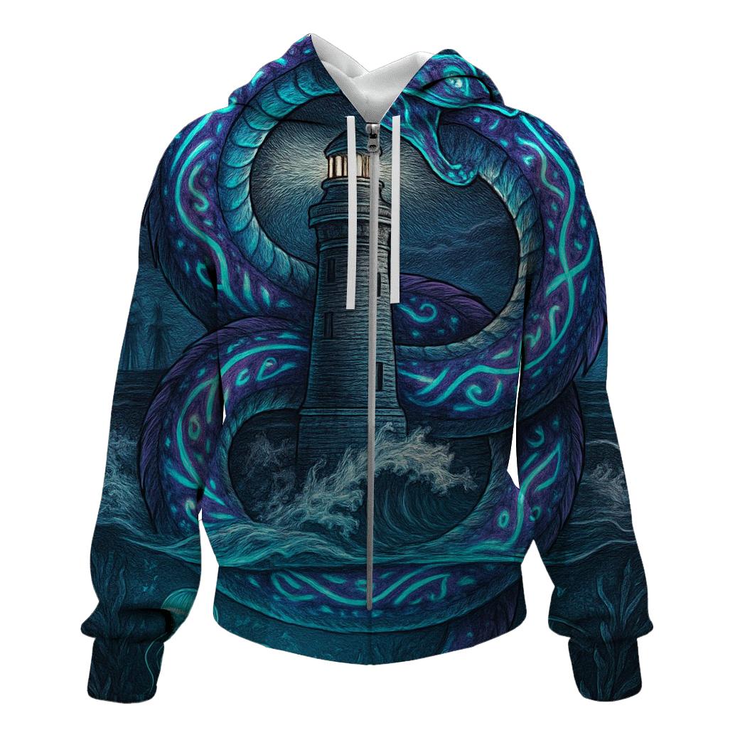 Bioluminescent Sea Ouroboros designer hoodies