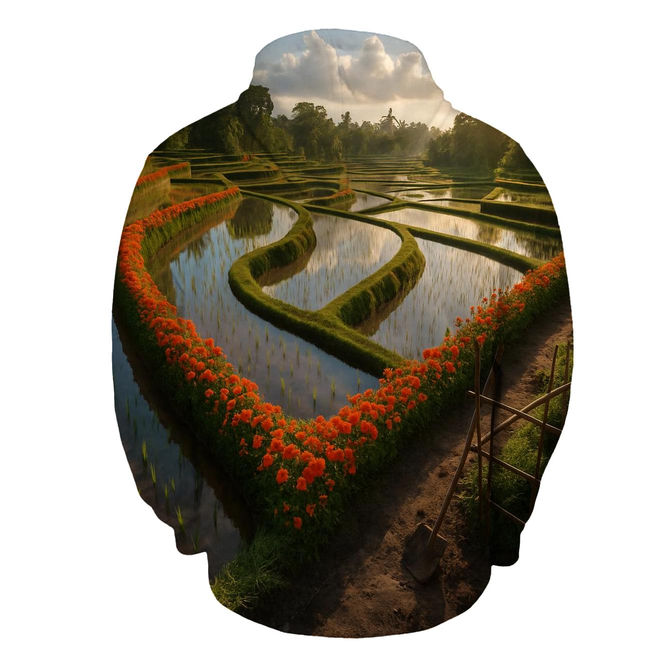 Rice Terrace Flower Borders heavyweight hoodies