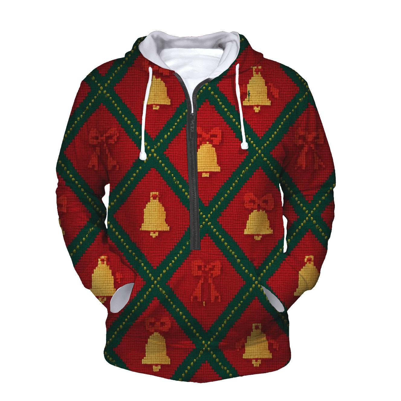 Sleigh Bell Crisscross Design embroidered hoodies