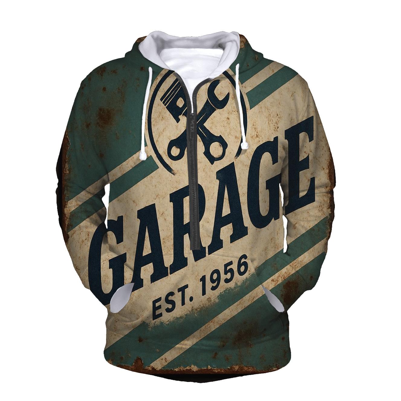 Antique Automotive Garage Sign embroidered hoodies