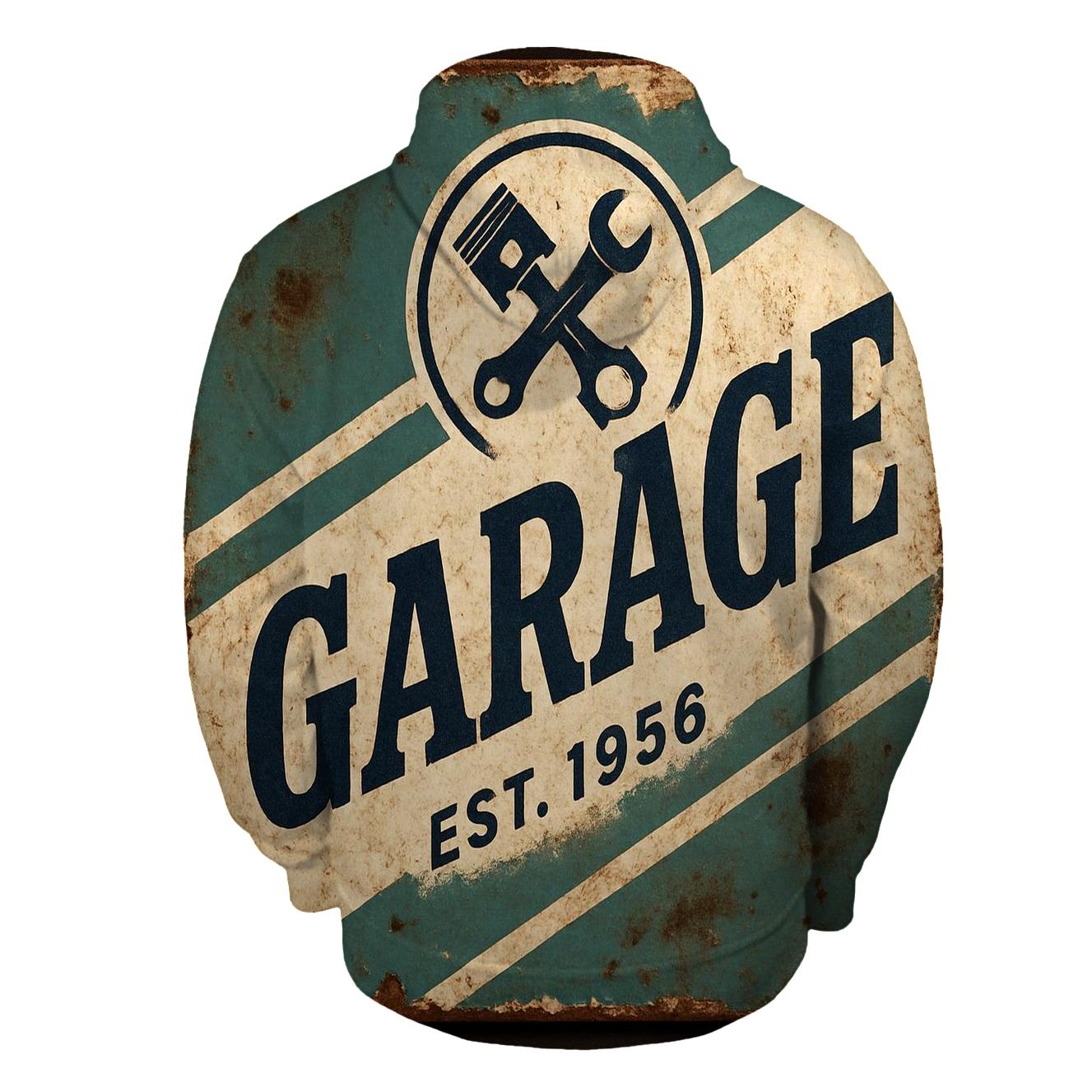 Antique Automotive Garage Sign embroidered hoodies