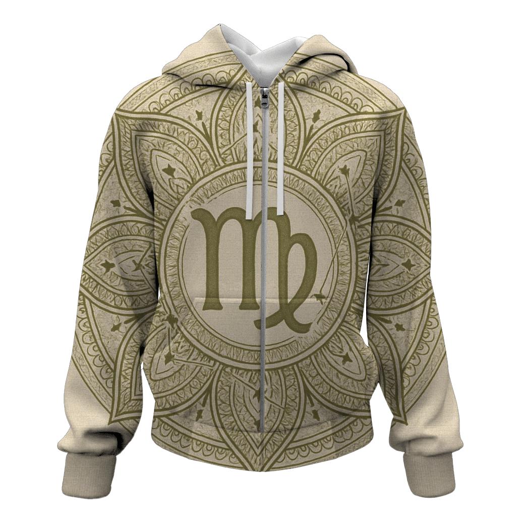 Virgo Earth Mandala Pattern lightweight hoodies