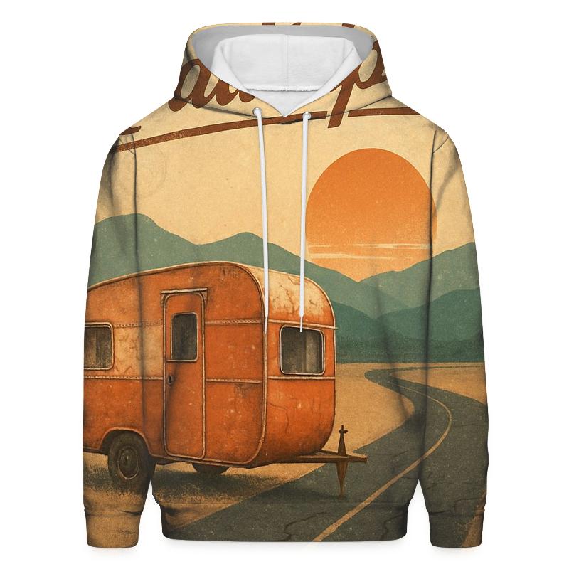 Burnt Orange Roadtrip Camper Scene designer hoodies