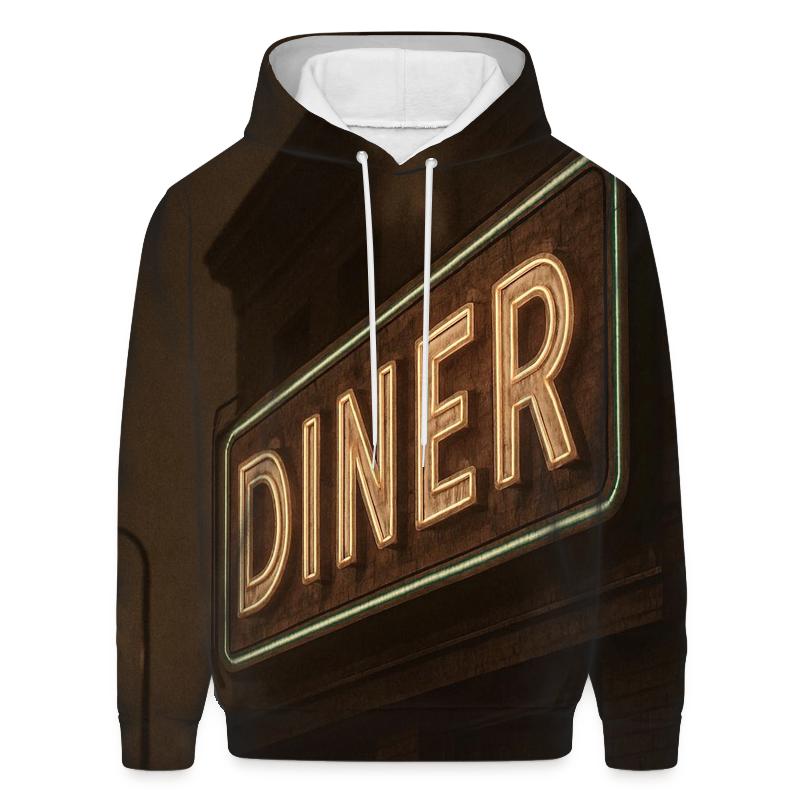 Sepia Diner Neon Sign printed hoodies