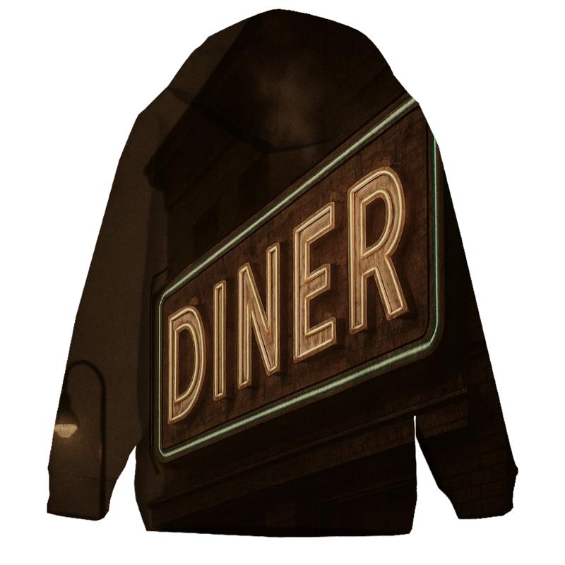 Sepia Diner Neon Sign printed hoodies