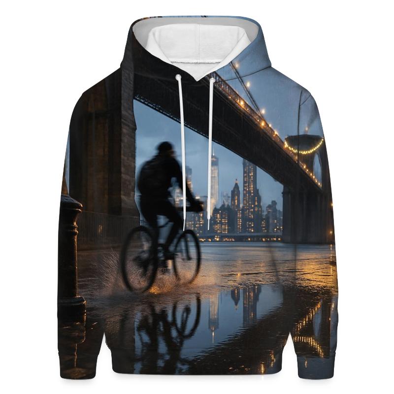 Brooklyn Bridge Rain Reflection custom hoodies