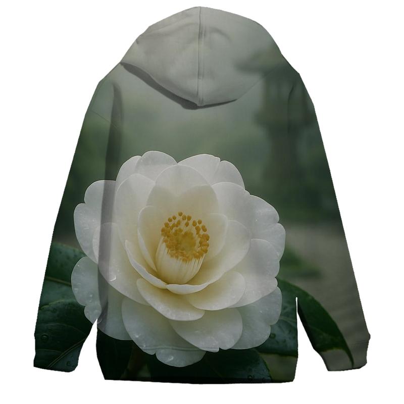 Tea Garden Camellia Closeup designer hoodies