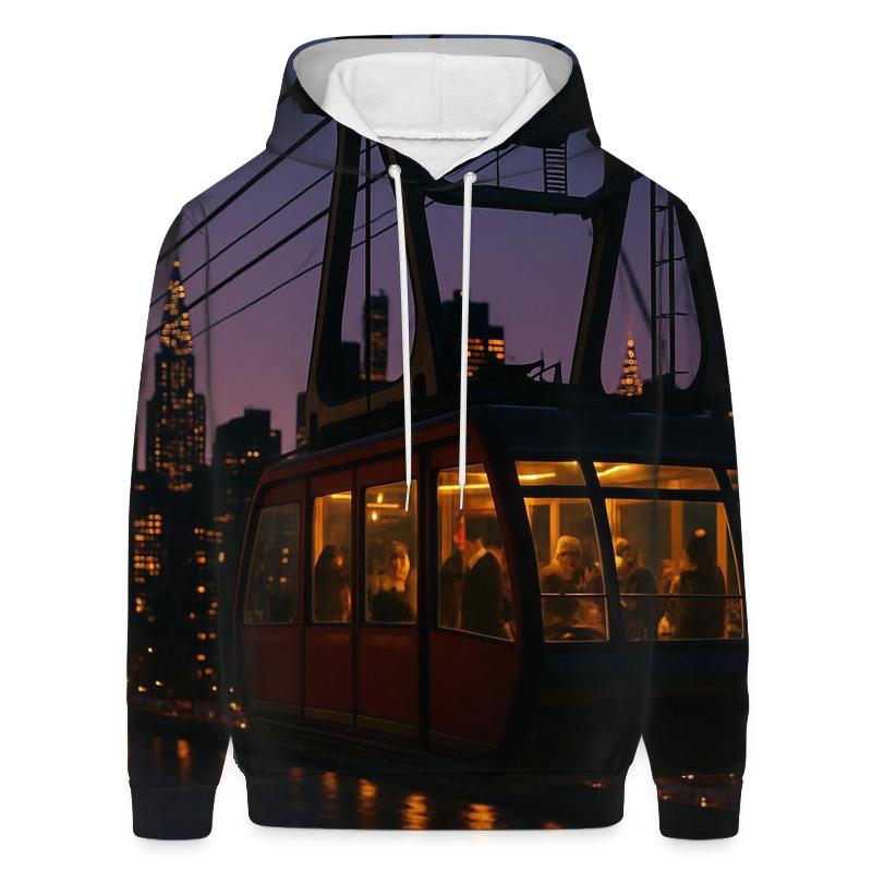 Roosevelt Island Tram Twilight printed hoodies