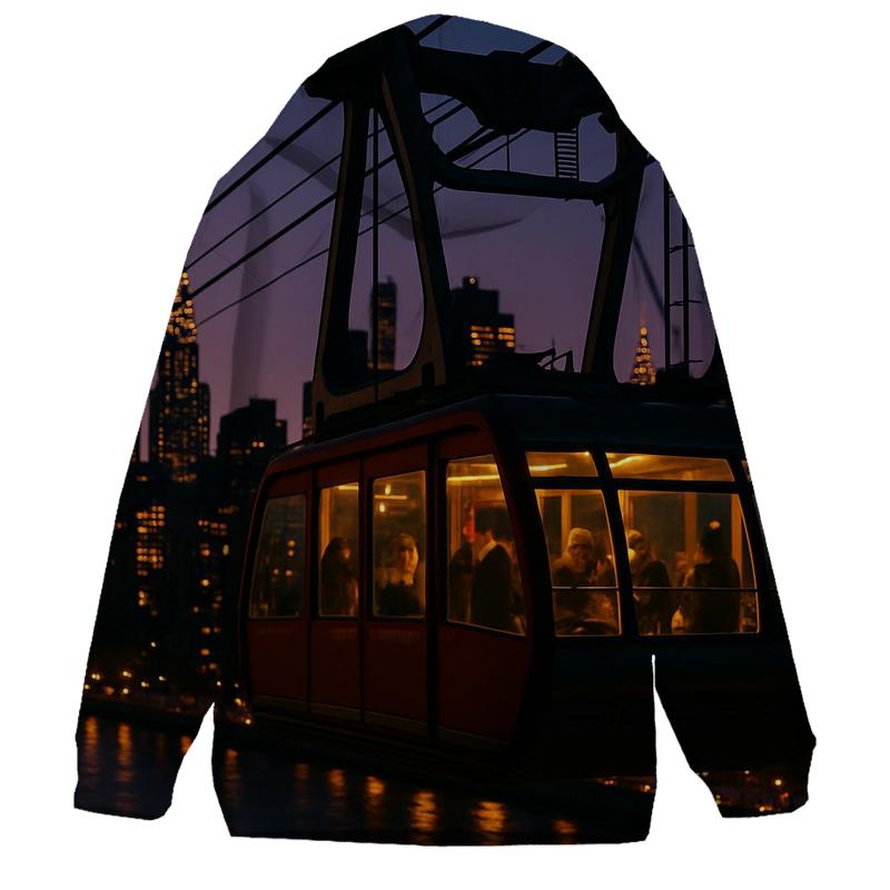 Roosevelt Island Tram Twilight printed hoodies