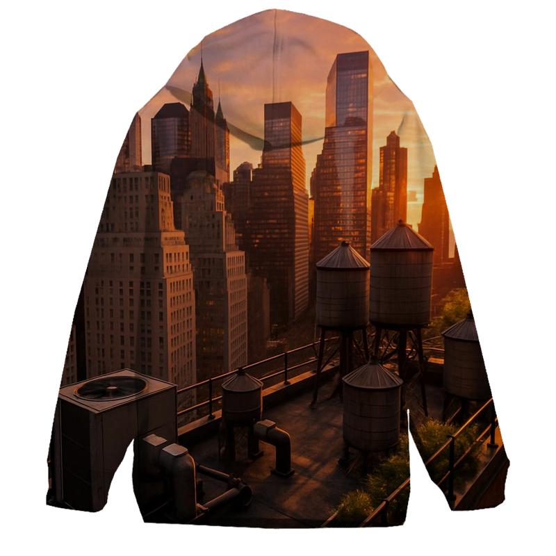 Sunset Over Financial District Rooftop premium hoodies