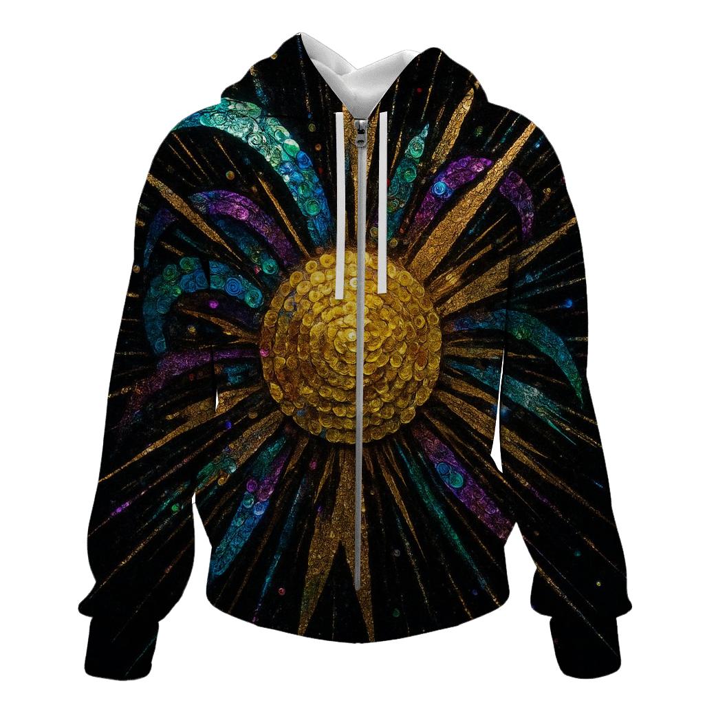 Sequin Solar Flare printed hoodies