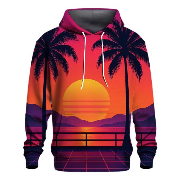 Retro Wave Palm Horizon pullover hoodies