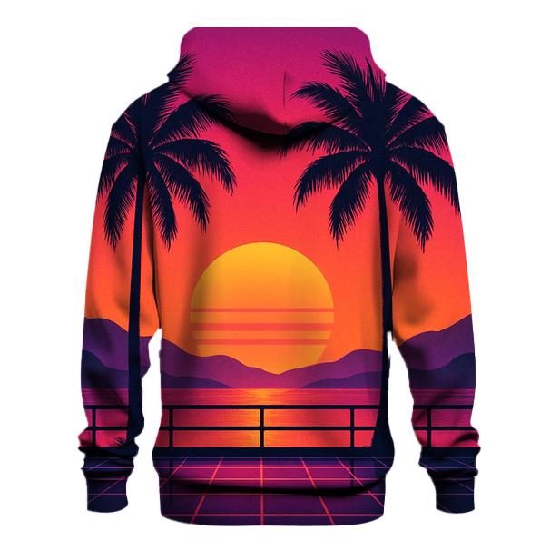 Retro Wave Palm Horizon pullover hoodies