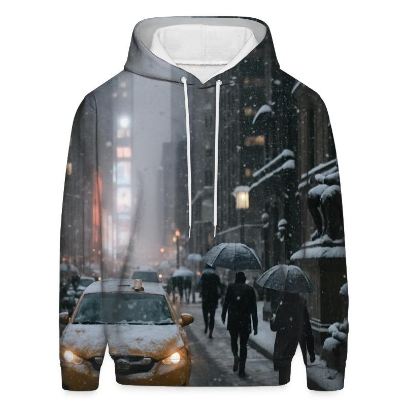 Snowfall At Midtown Night designer hoodies