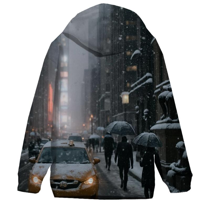 Snowfall At Midtown Night designer hoodies