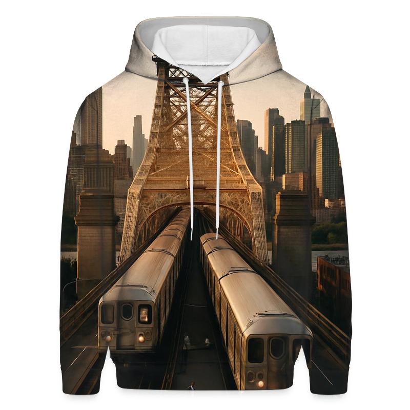 Queensboro Bridge Golden Hour Commute premium hoodies