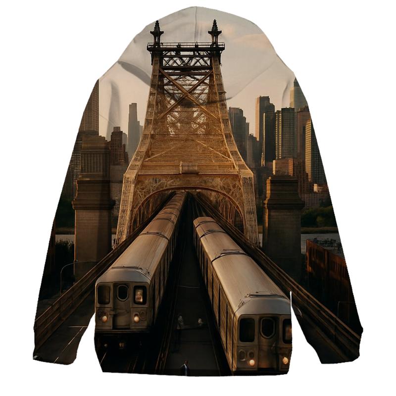 Queensboro Bridge Golden Hour Commute premium hoodies