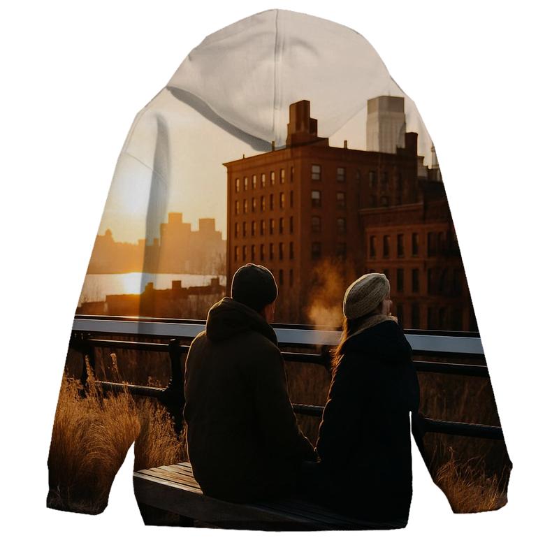 High Line Winter Sunset printed hoodies