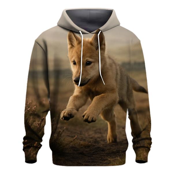 Highland Pup Learning To Hunt embroidered hoodies