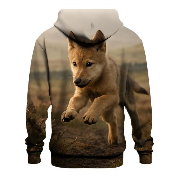 Highland Pup Learning To Hunt embroidered hoodies