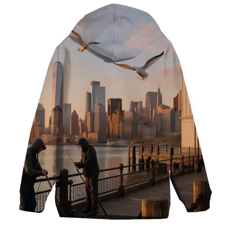 Sunrise Over Pier A Lighthouse graphic hoodies