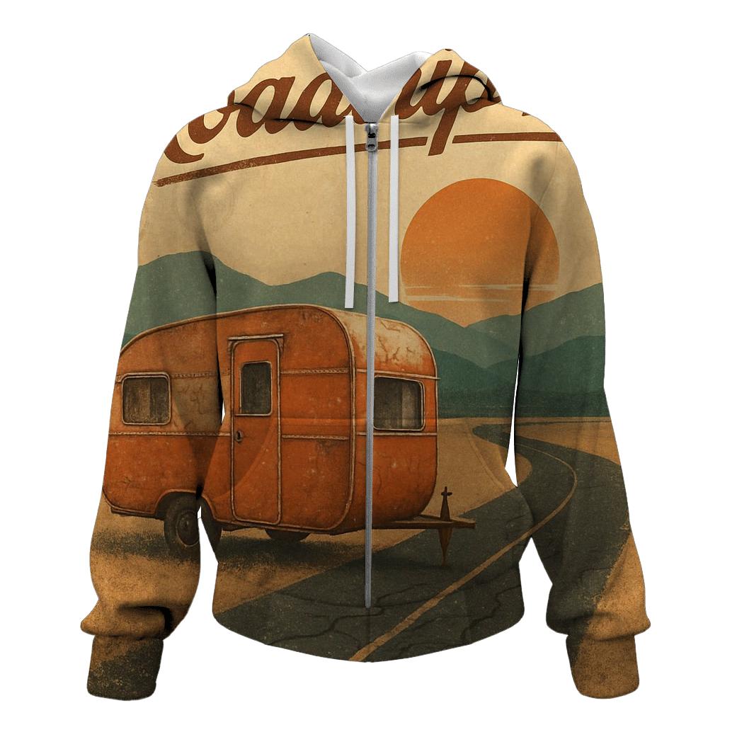 Burnt Orange Roadtrip Camper Scene designer hoodies