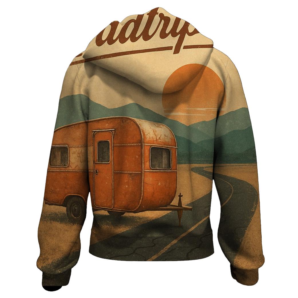 Burnt Orange Roadtrip Camper Scene designer hoodies