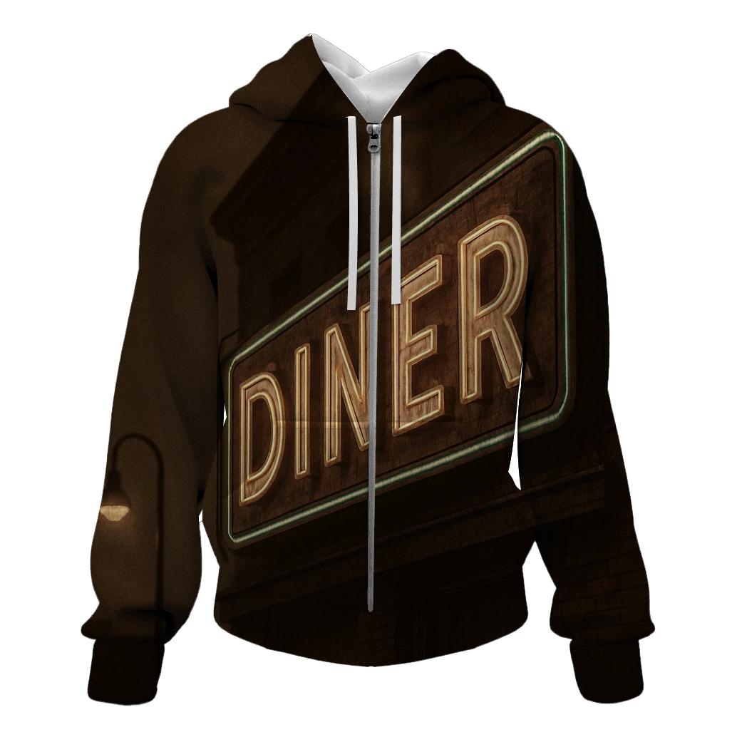Sepia Diner Neon Sign pullover hoodies