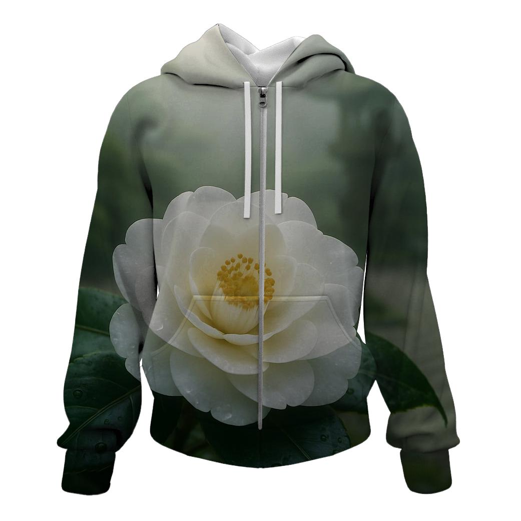 Tea Garden Camellia Closeup printed hoodies