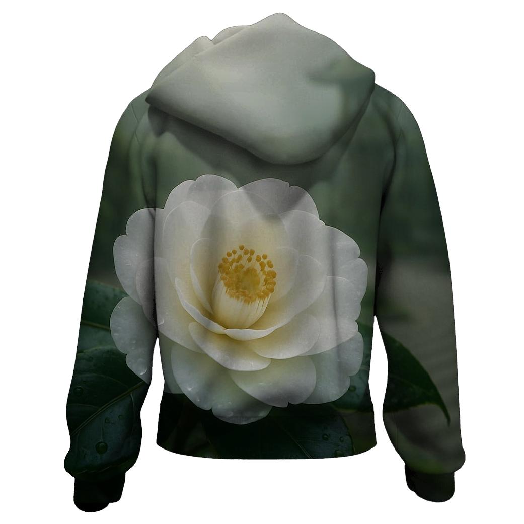 Tea Garden Camellia Closeup printed hoodies