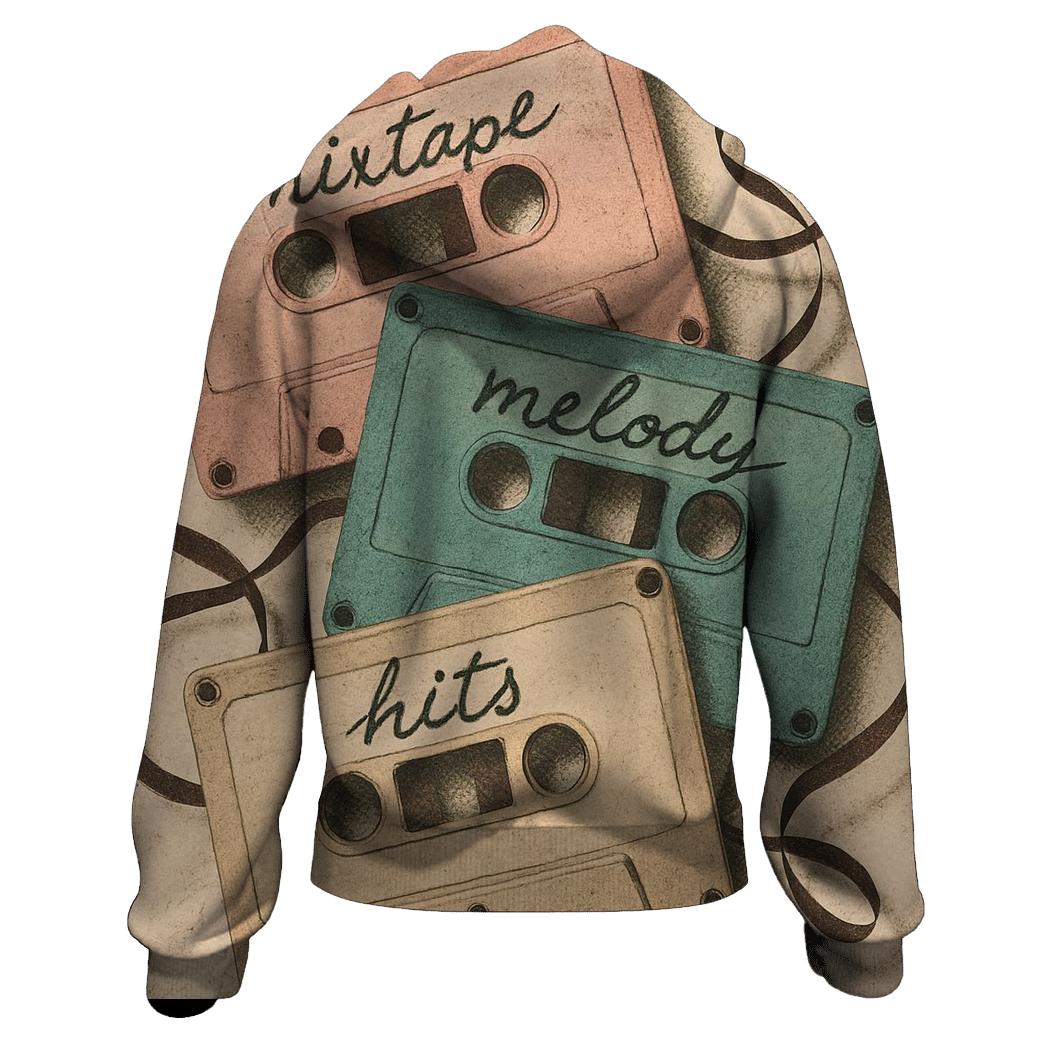 Faded Cassette Tape Collage embroidered hoodies