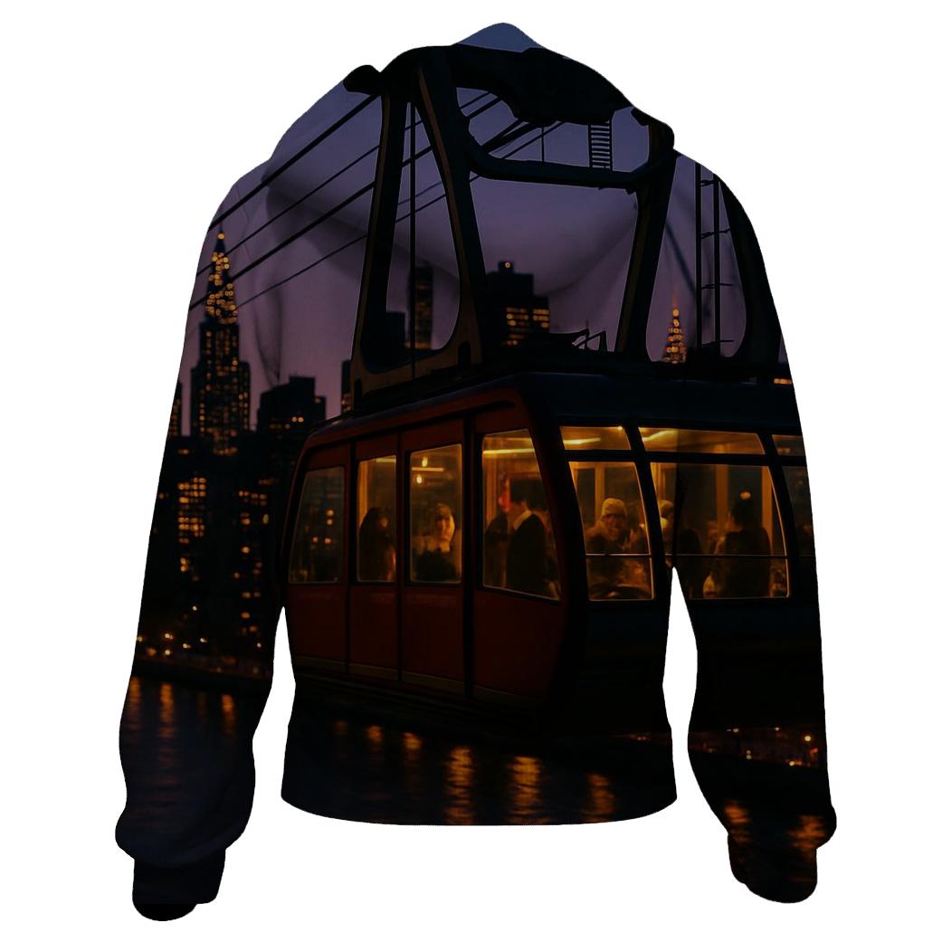 Roosevelt Island Tram Twilight graphic hoodies