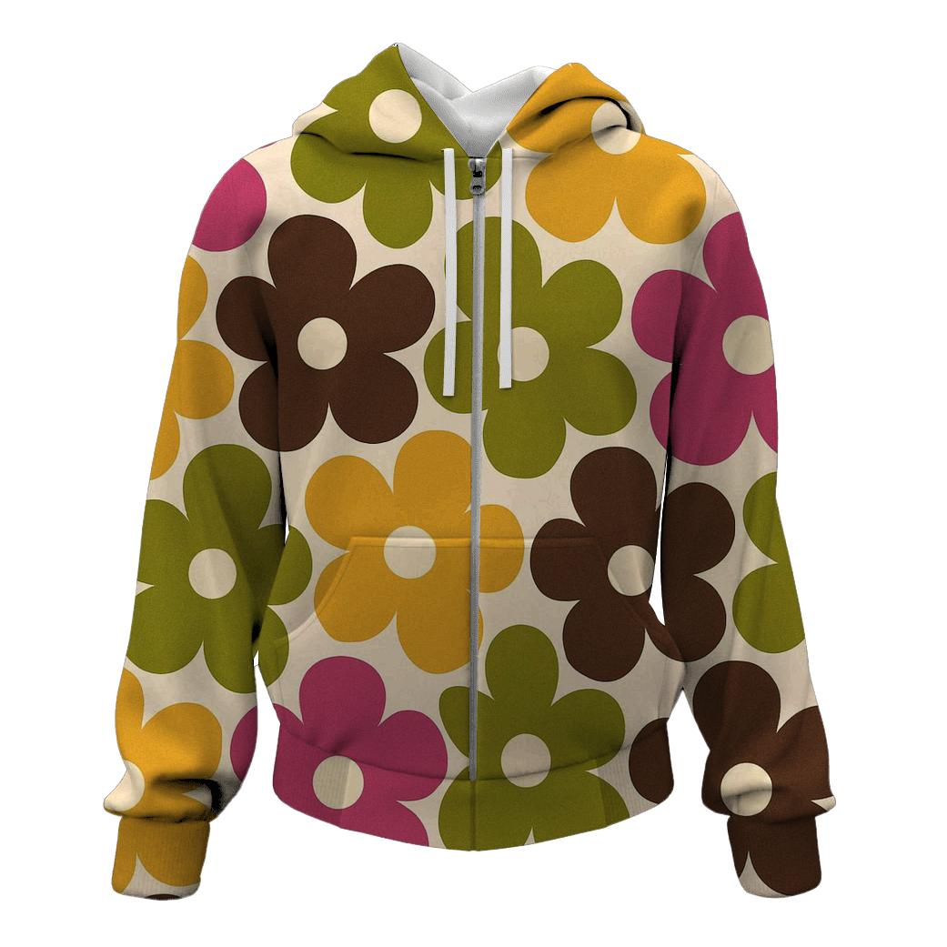Mod Floral Mosaic zip-up hoodies