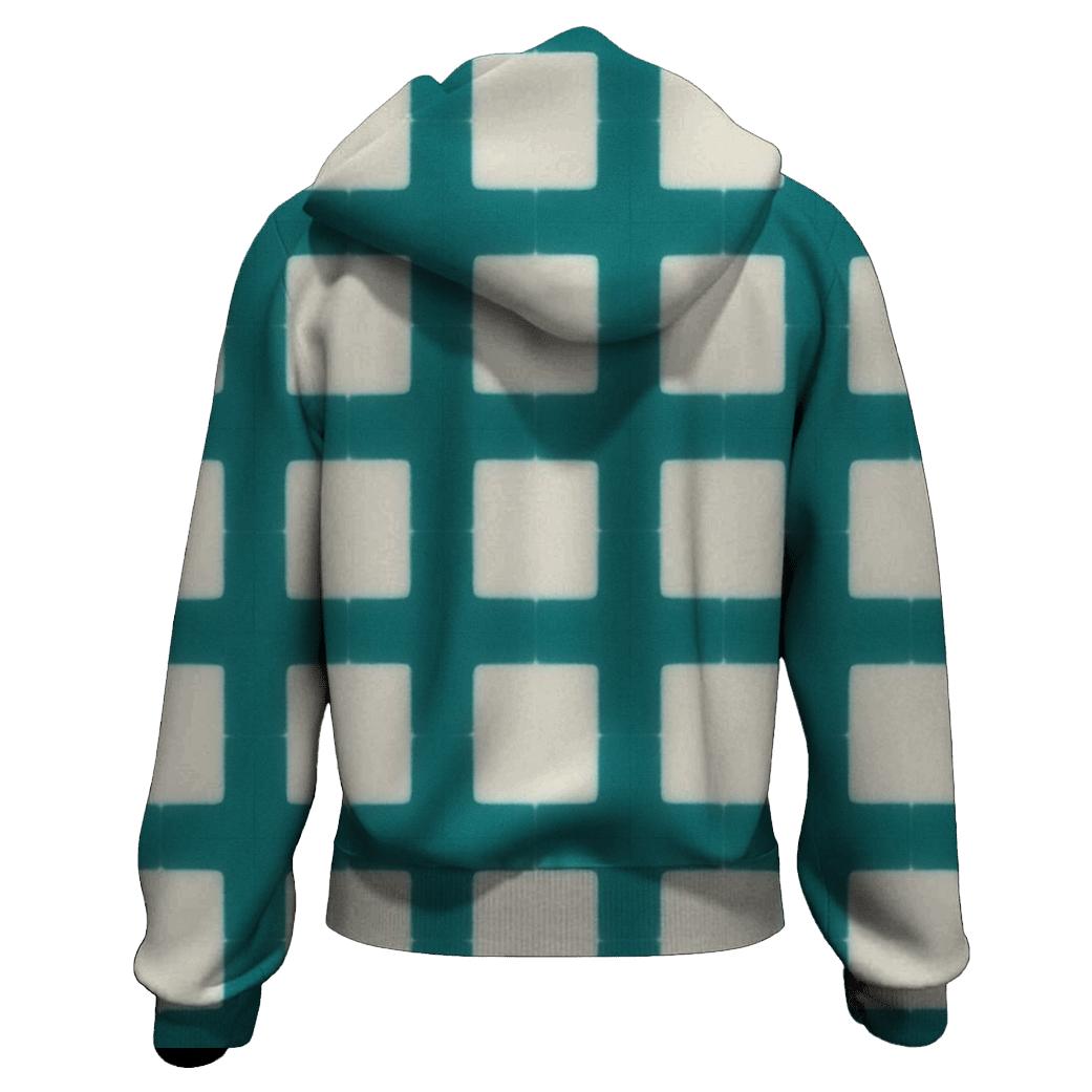 Itajime Teal Grid embroidered hoodies