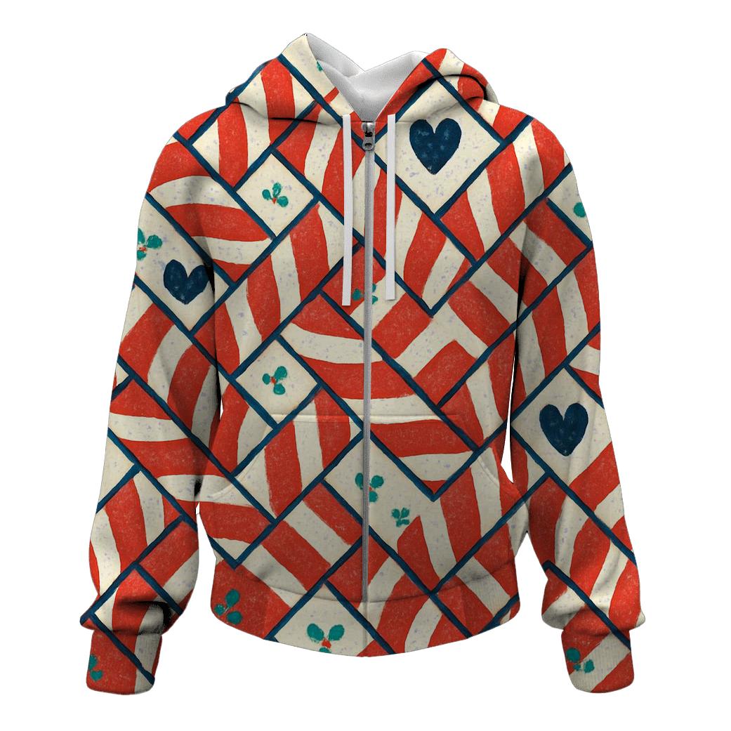 Candy Cane Mosaic Design zip-up hoodies