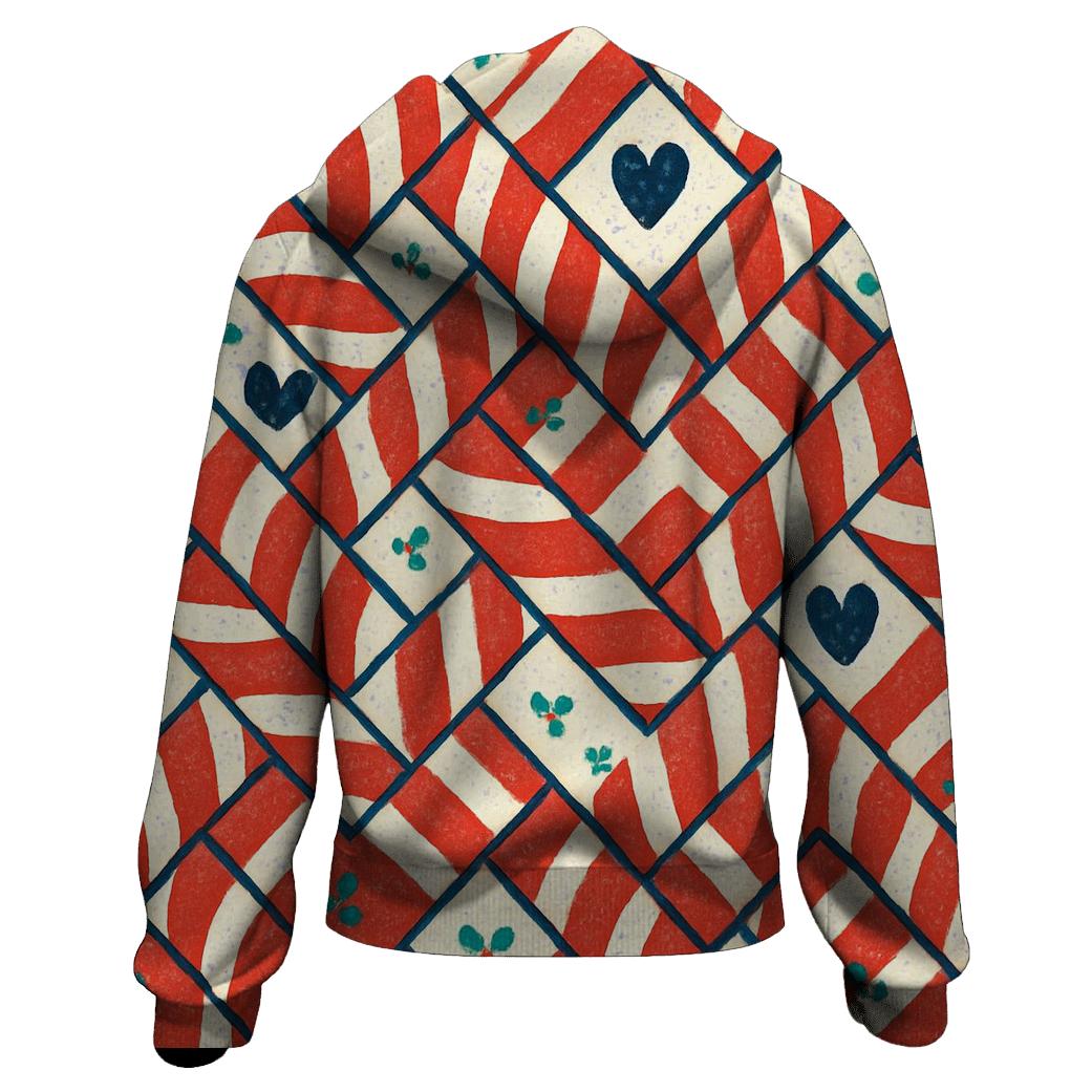 Candy Cane Mosaic Design zip-up hoodies
