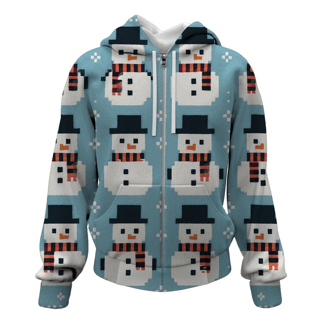 Snowman Scarf Grid Design heavyweight hoodies